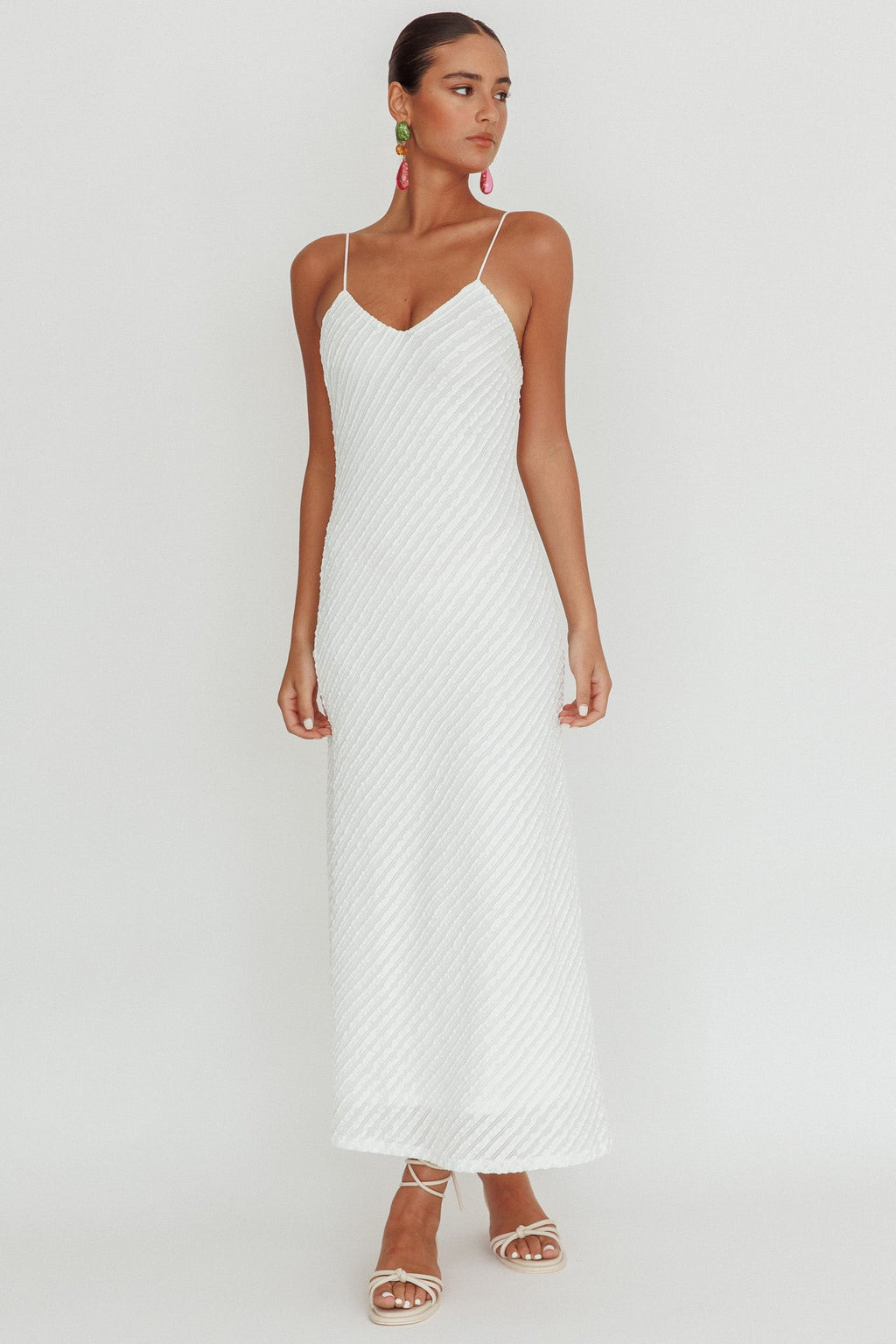 Stasi Textured Maxi Dress White