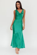 Cecilia Cowl Neck Drape Back Maxi Dress Emerald