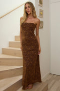 Artice Strapless Maxi Dress Lace Chocolate